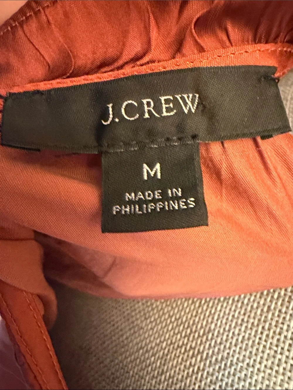 J. Crew Rust Red Ruffle Scoop-Neck Blouse sz Med